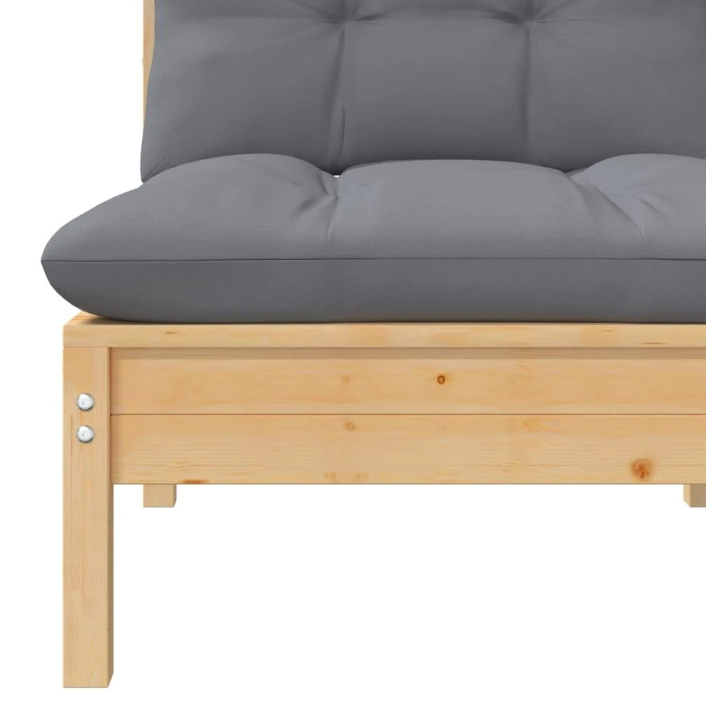 Dvivietė sodo sofa su pilkomis pagalvėlėmis, pušies masyvas