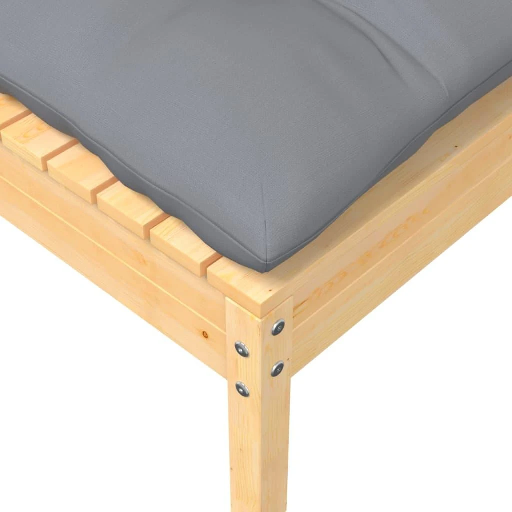 Dvivietė sodo sofa su pilkomis pagalvėlėmis, pušies masyvas