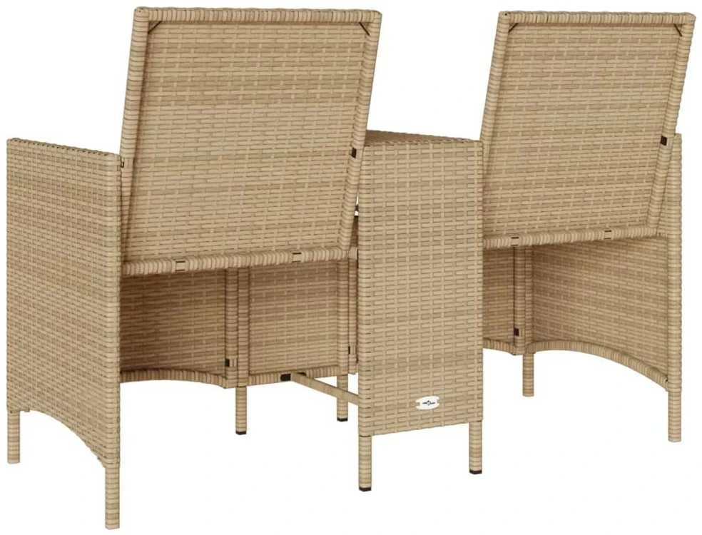 Dvivietė sodo sofa su staliuku ir pagalvėlėmis, smėlio spalvos