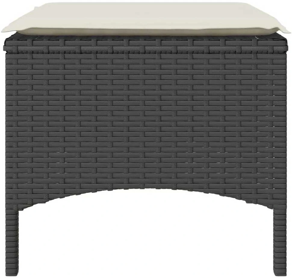 Dvivietė sodo sofa su staliuku/taburetėmis, juoda, poliratanas