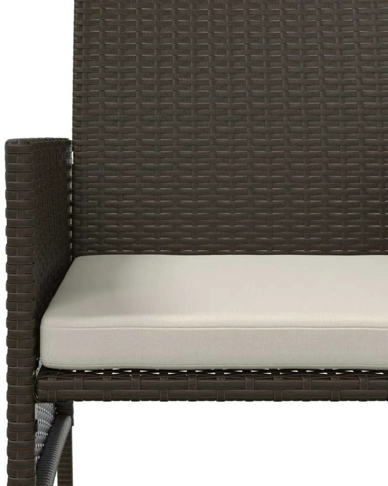 Dvivietė sodo sofa su staliuku/taburetėmis, ruda, poliratanas