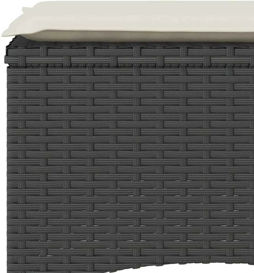 Dvivietė sodo sofa su staliuku/taburetėmis, juoda, poliratanas