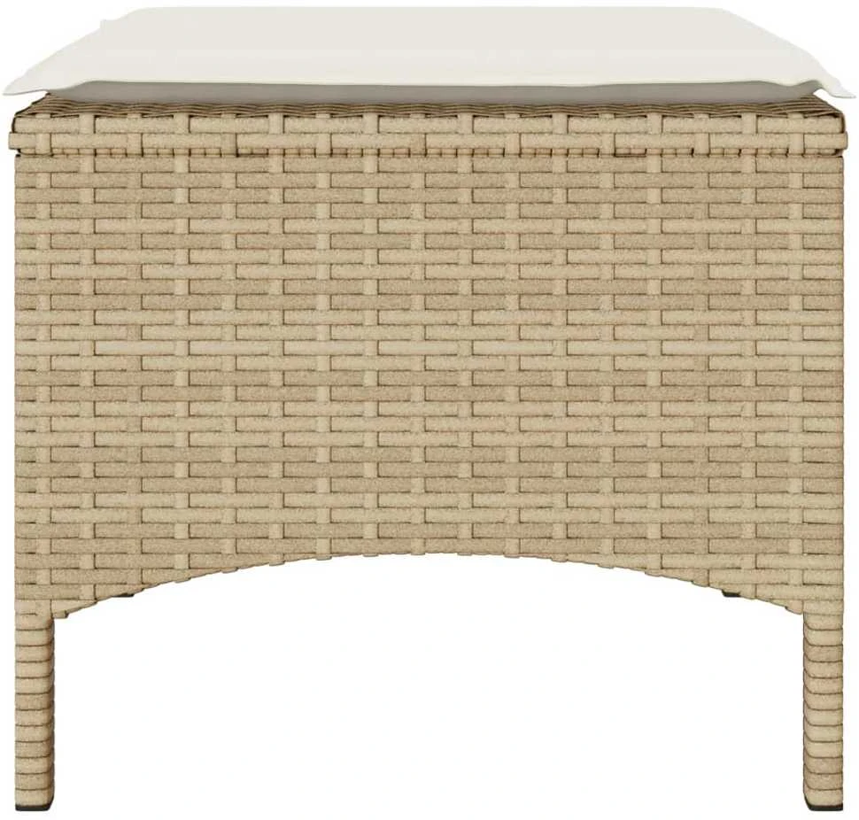 Dvivietė sodo sofa su staliuku/taburetėmis, smėlio, poliratanas