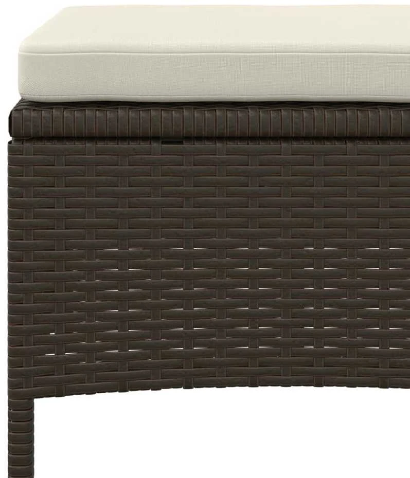Dvivietė sodo sofa su staliuku/taburetėmis, ruda, poliratanas
