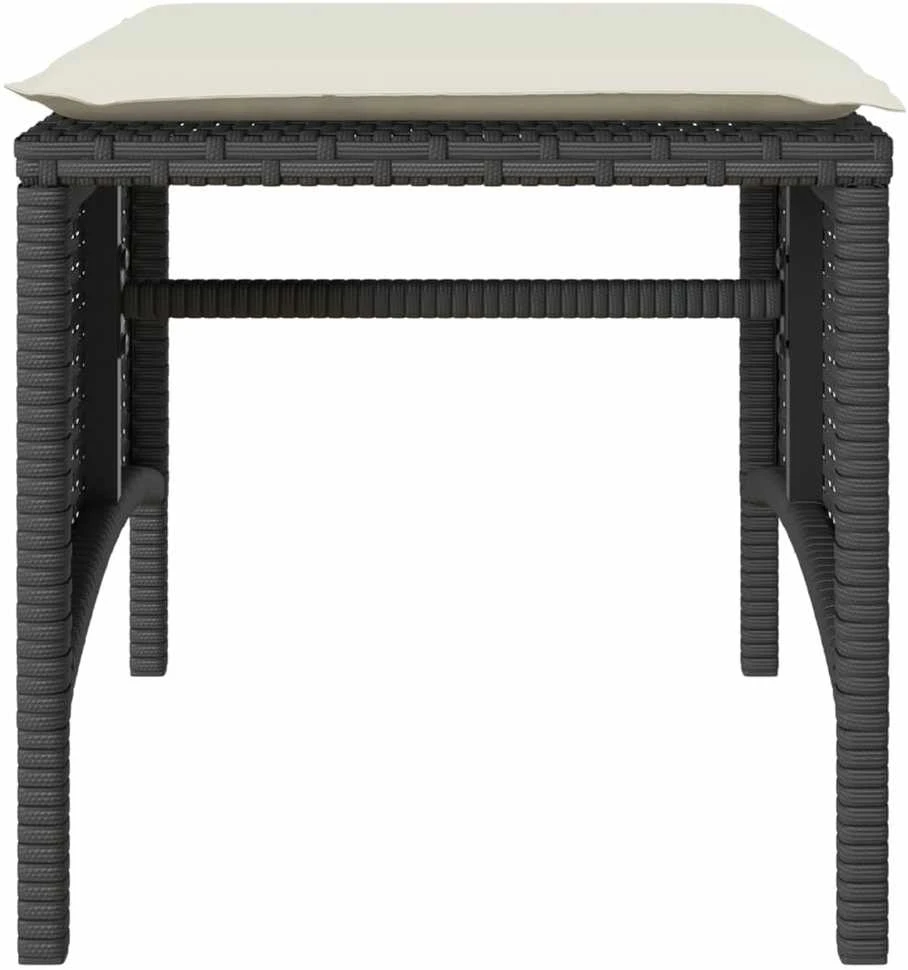 Dvivietė sodo sofa su staliuku/taburetėmis, juoda, poliratanas