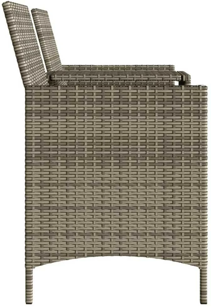 Dvivietė sodo sofa su staliuku/taburetėmis, pilka, poliratanas