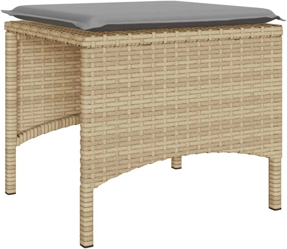 Dvivietė sodo sofa su staliuku/taburetėmis, smėlio, poliratanas