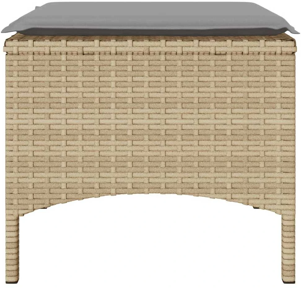 Dvivietė sodo sofa su staliuku/taburetėmis, smėlio, poliratanas