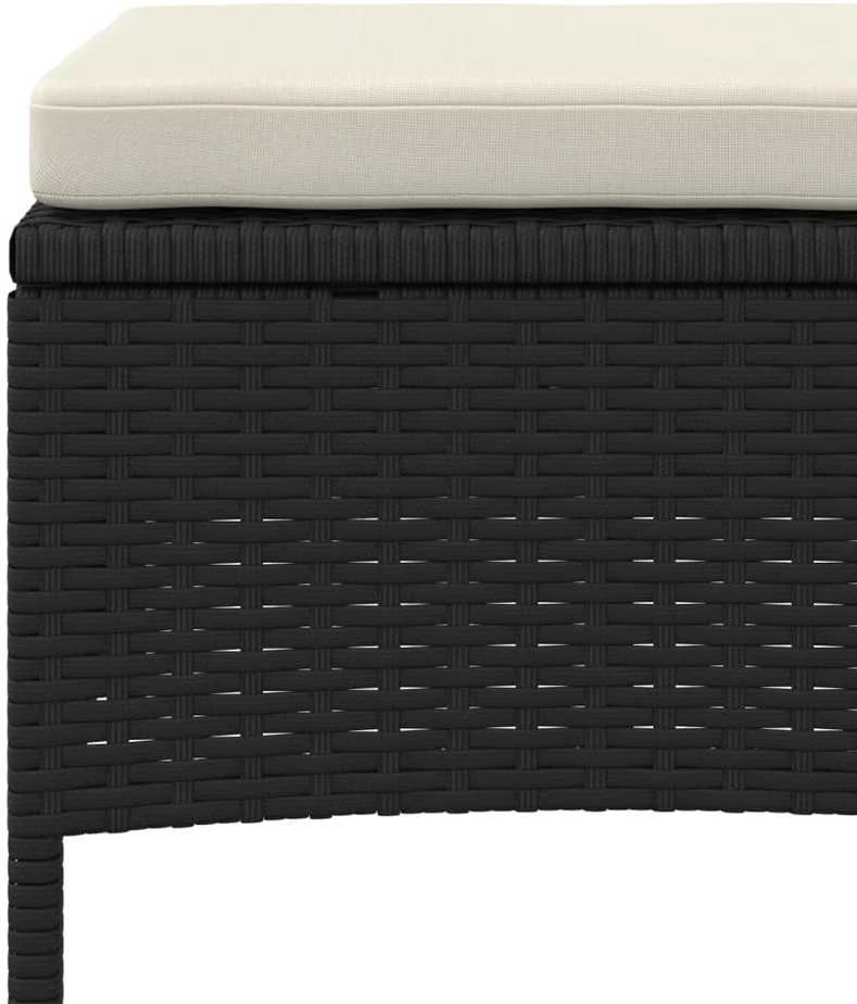 Dvivietė sodo sofa su staliuku/taburetėmis, juoda, poliratanas