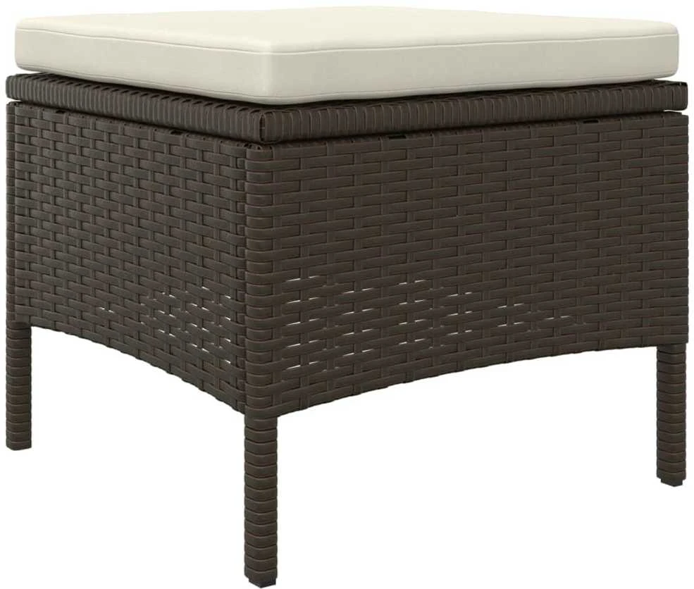 Dvivietė sodo sofa su staliuku/taburetėmis, ruda, poliratanas