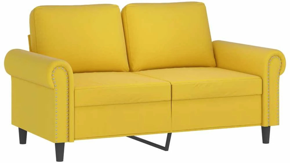 Dvivietė sofa, geltonos spalvos, 120cm, aksomas