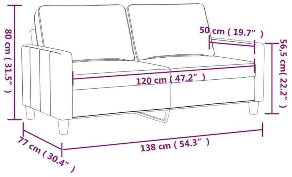 Dvivietė sofa, juodos spalvos, 120cm, audinys