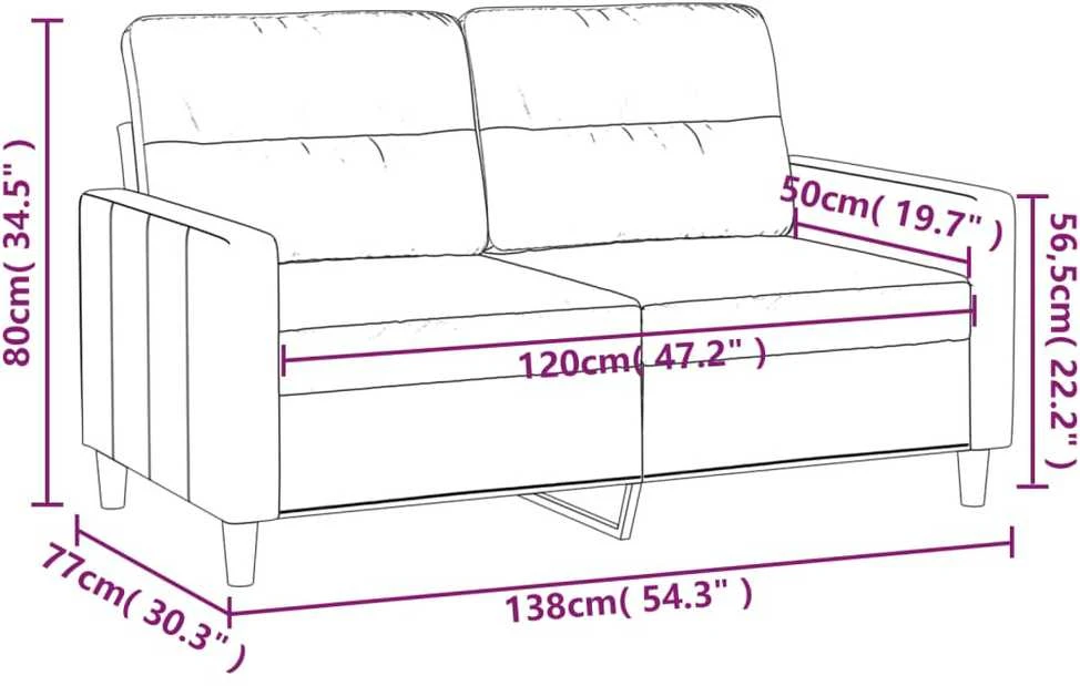 Dvivietė sofa, juodos spalvos, 120cm, audinys