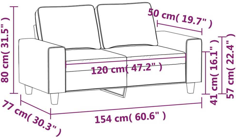 Dvivietė sofa, juodos spalvos, 120cm, audinys