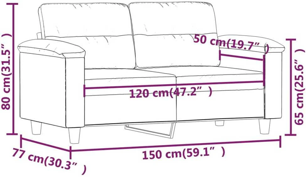Dvivietė sofa, juodos spalvos, 120cm, mikropluošto audinys