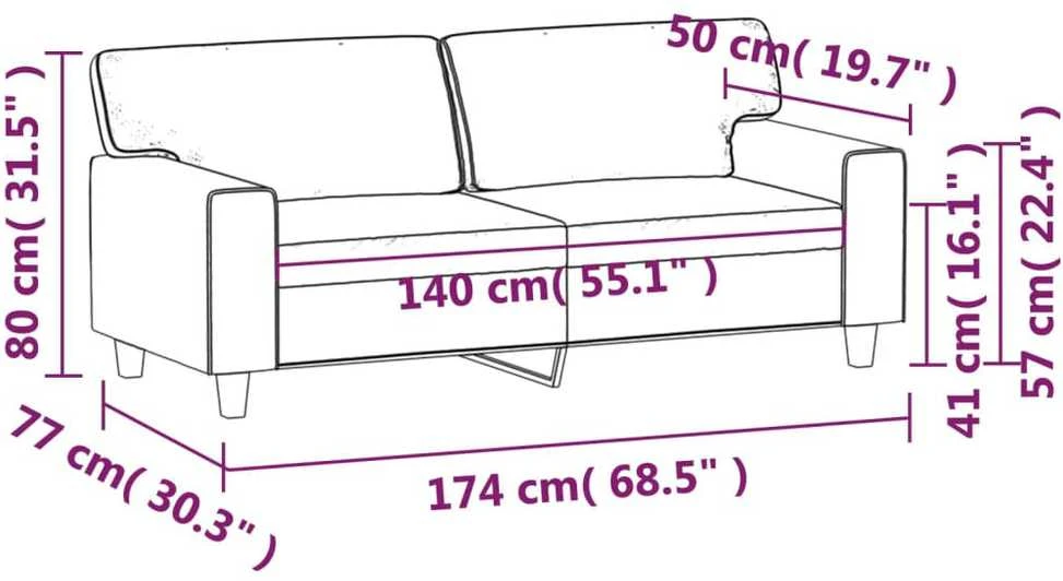 Dvivietė sofa, kapučino spalvos, 140cm, dirbtinė oda