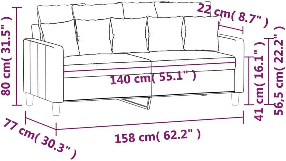 Dvivietė sofa, kreminės spalvos, 140cm, aksomas