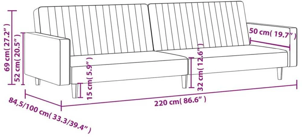 Dvivietė sofa-lova, geltonos spalvos, aksomas