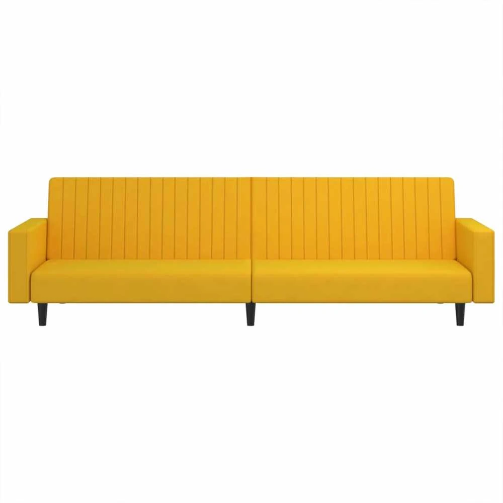 Dvivietė sofa-lova, geltonos spalvos, aksomas