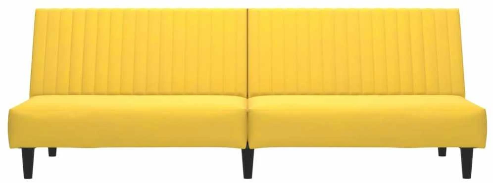 Dvivietė sofa-lova, geltonos spalvos, aksomas