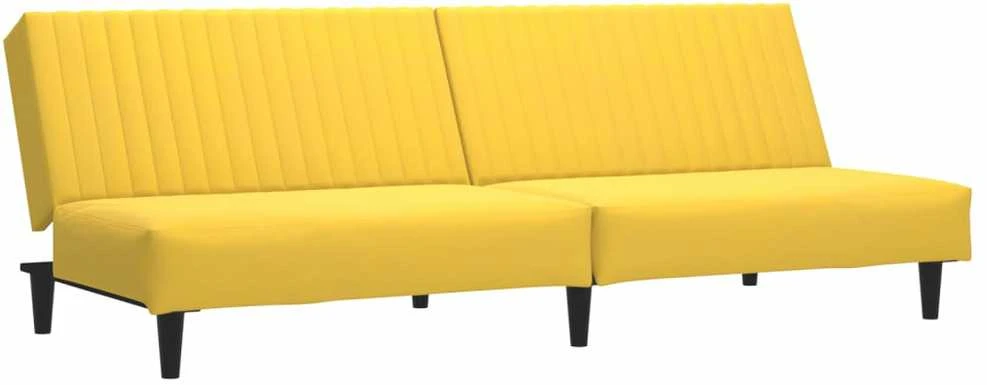 Dvivietė sofa-lova, geltonos spalvos, aksomas