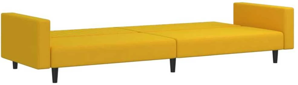 Dvivietė sofa-lova, geltonos spalvos, aksomas