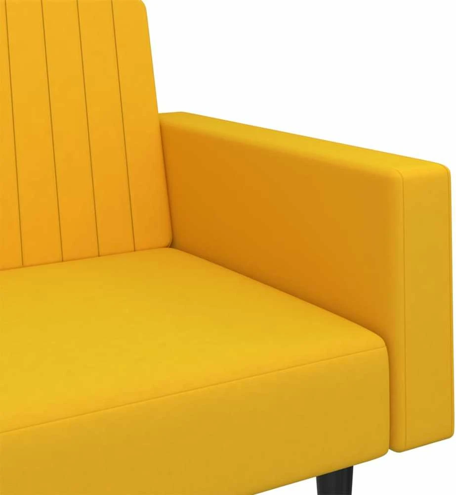 Dvivietė sofa-lova, geltonos spalvos, aksomas