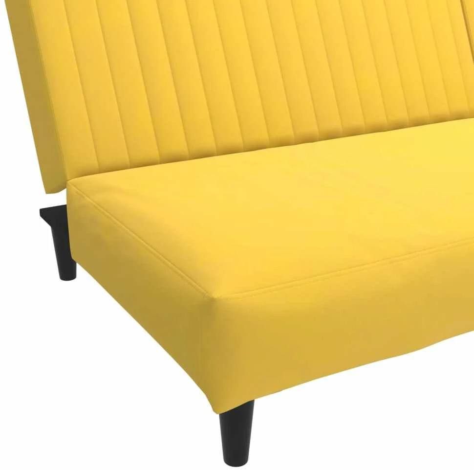 Dvivietė sofa-lova, geltonos spalvos, aksomas