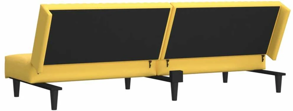 Dvivietė sofa-lova, geltonos spalvos, aksomas