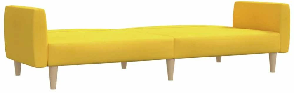Dvivietė sofa-lova, geltonos spalvos, audinys
