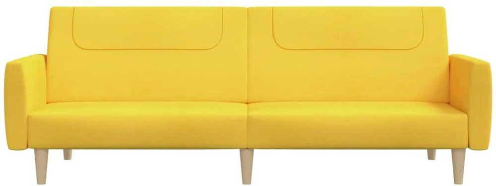 Dvivietė sofa-lova, geltonos spalvos, audinys