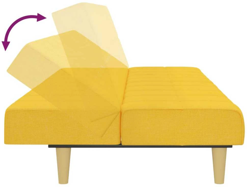 Dvivietė sofa-lova, geltonos spalvos, audinys