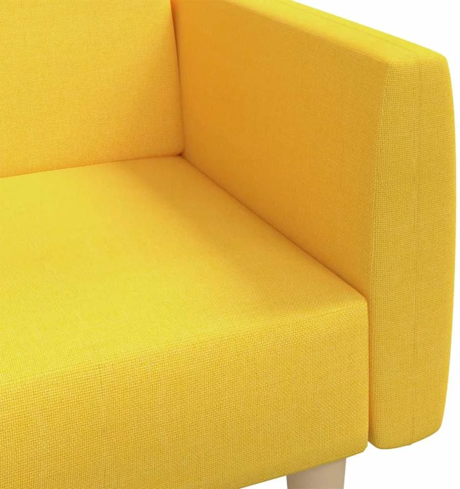 Dvivietė sofa-lova, geltonos spalvos, audinys