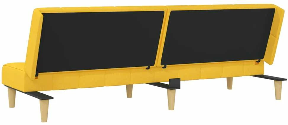 Dvivietė sofa-lova, geltonos spalvos, audinys