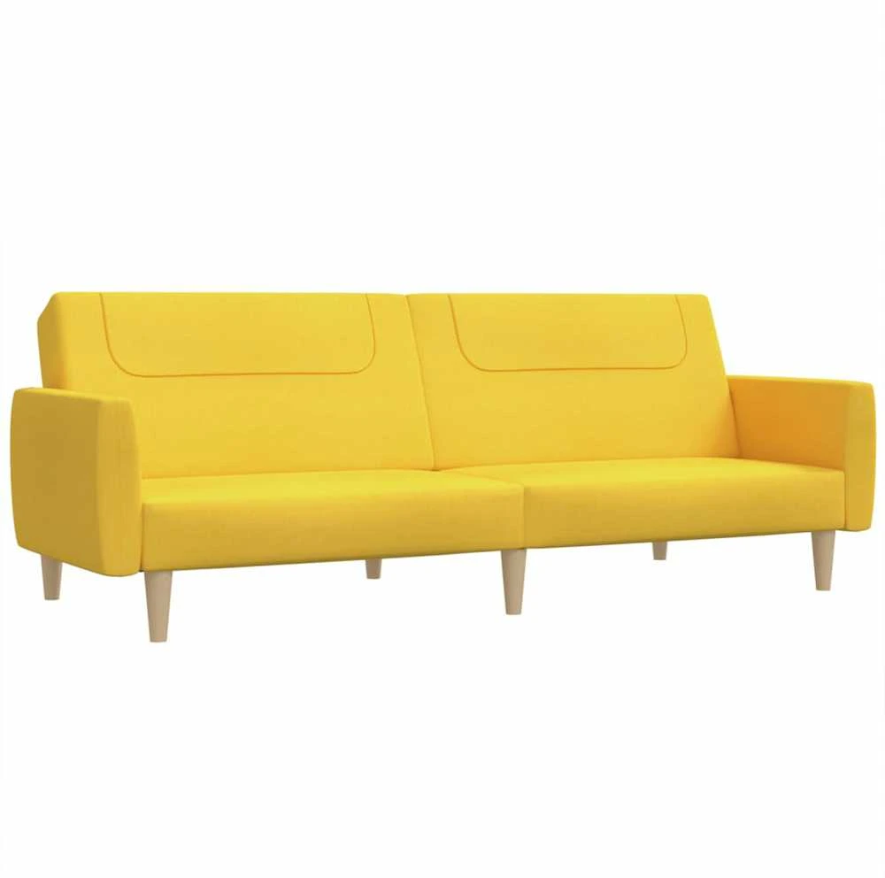 Dvivietė sofa-lova, geltonos spalvos, audinys