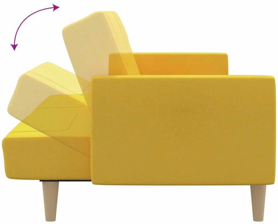 Dvivietė sofa-lova, geltonos spalvos, audinys