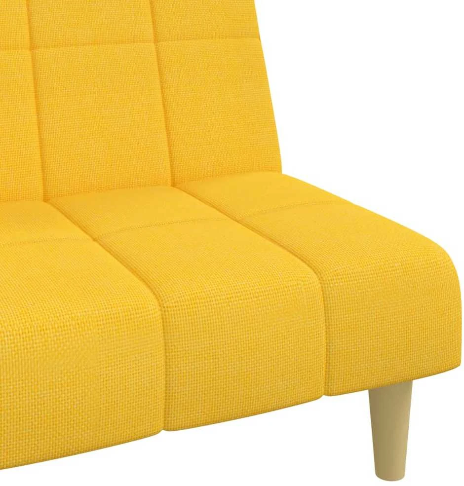 Dvivietė sofa-lova, geltonos spalvos, audinys