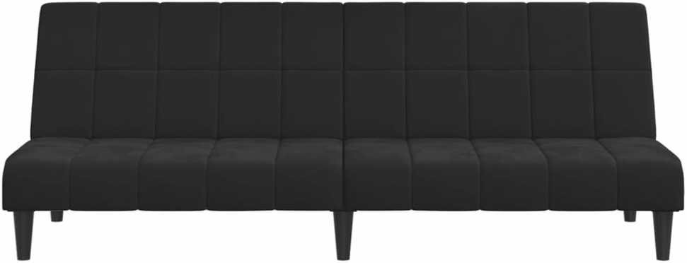 Dvivietė sofa-lova, juodos spalvos, aksomas