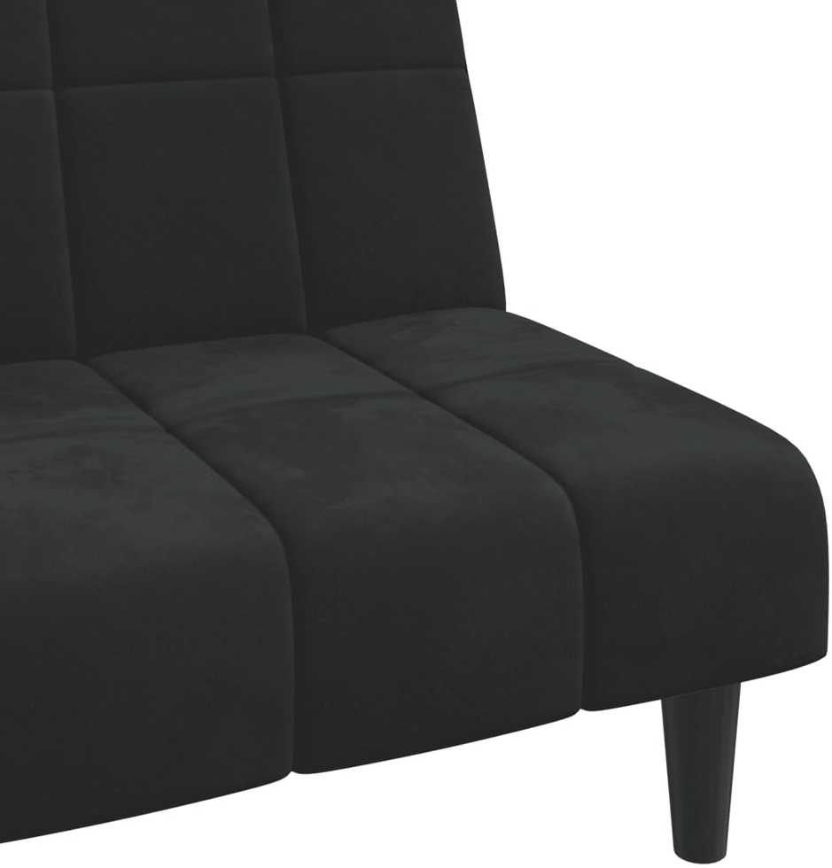 Dvivietė sofa-lova, juodos spalvos, aksomas