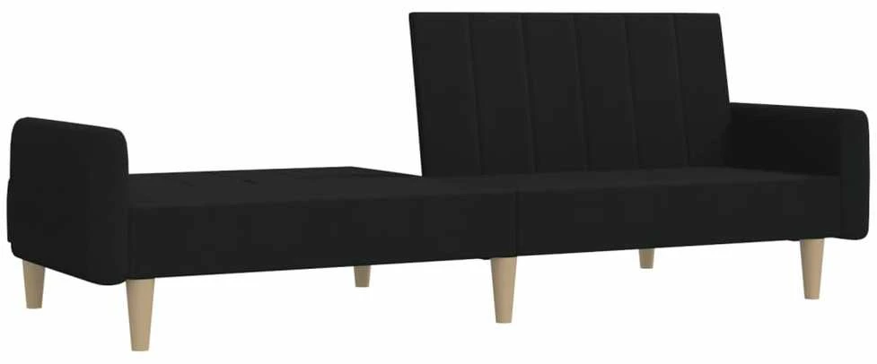 Dvivietė sofa-lova, juodos spalvos, audinys