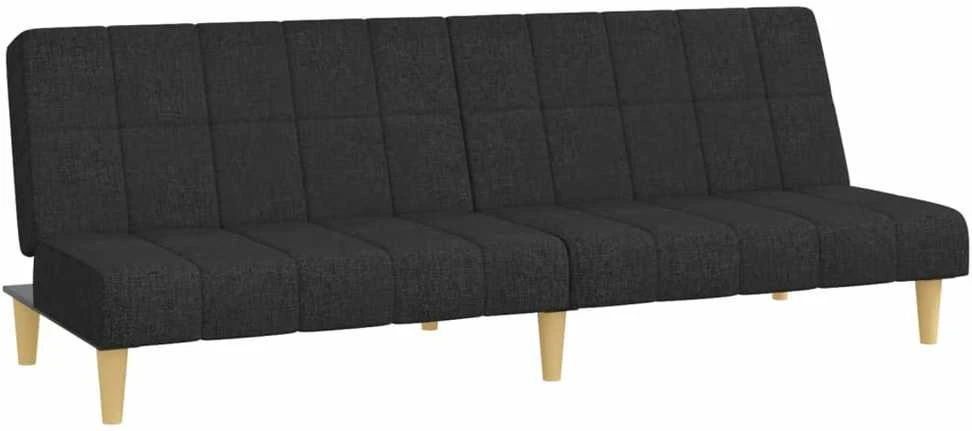 Dvivietė sofa-lova, juodos spalvos, audinys
