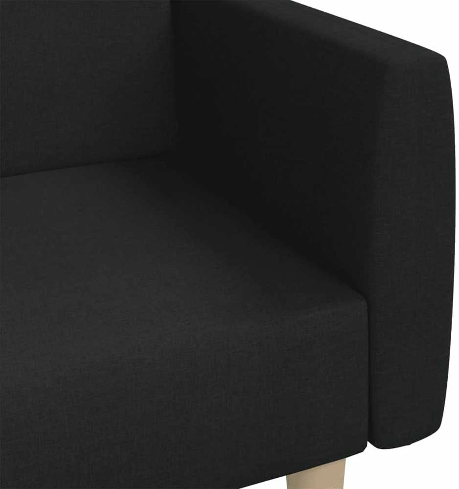 Dvivietė sofa-lova, juodos spalvos, audinys