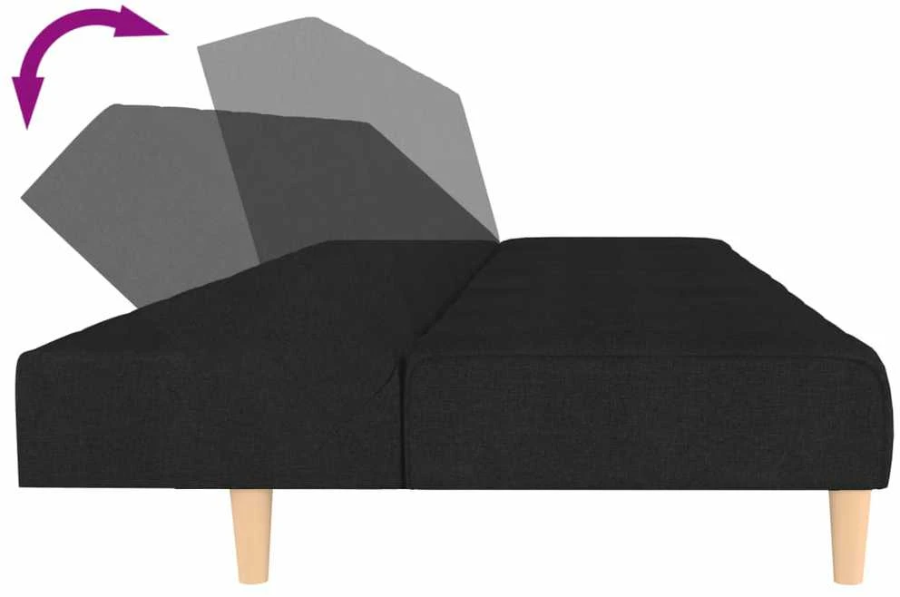 Dvivietė sofa-lova, juodos spalvos, audinys