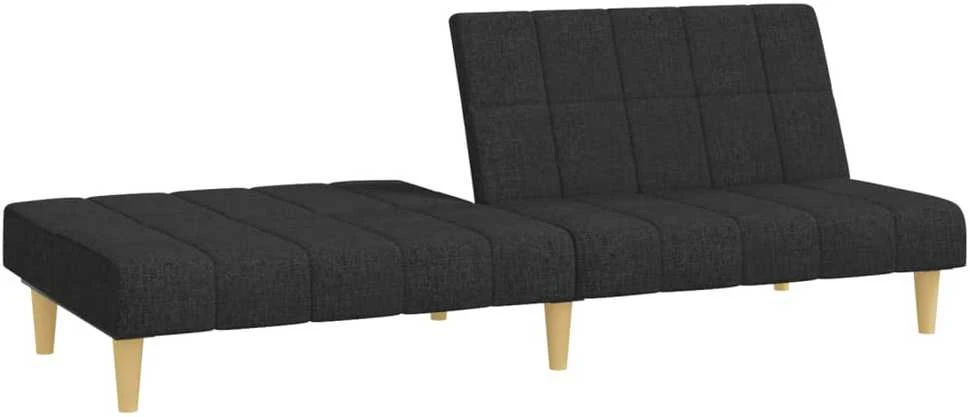 Dvivietė sofa-lova, juodos spalvos, audinys