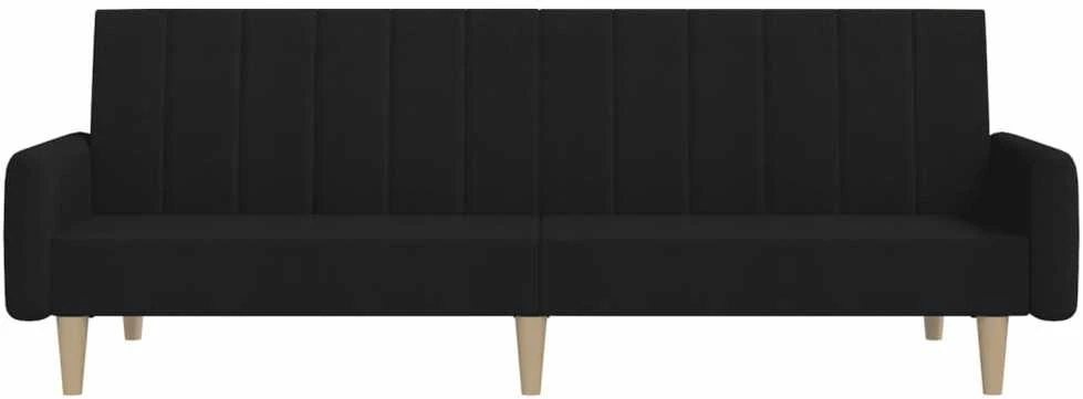 Dvivietė sofa-lova, juodos spalvos, audinys
