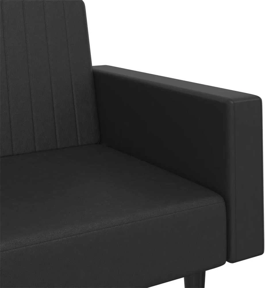 Dvivietė sofa-lova, juodos spalvos, dirbtinė oda