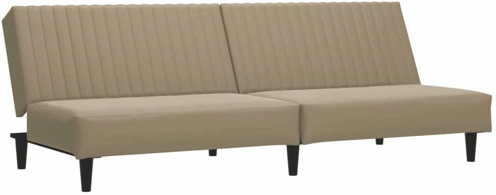 Dvivietė sofa-lova, kapučino spalvos, dirbtinė oda