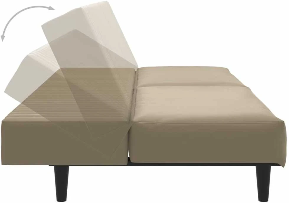 Dvivietė sofa-lova, kapučino spalvos, dirbtinė oda