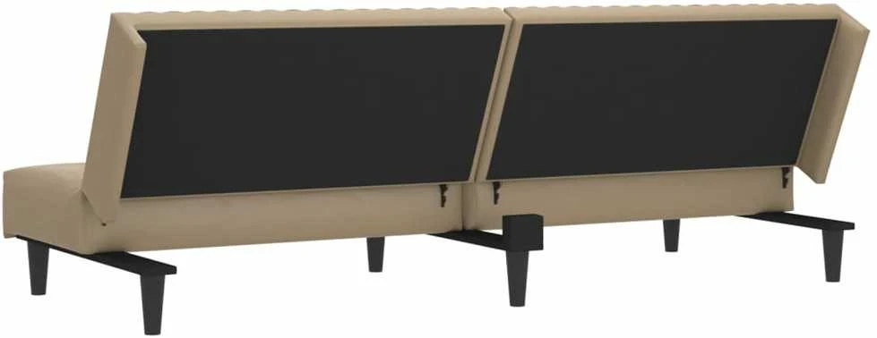 Dvivietė sofa-lova, kapučino spalvos, dirbtinė oda