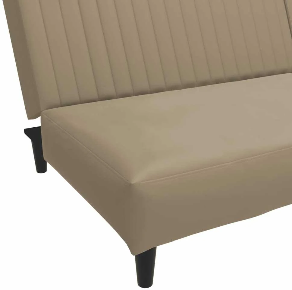 Dvivietė sofa-lova, kapučino spalvos, dirbtinė oda